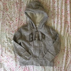 GAP Sherpa Lined Full Zip Hooded Sweatshirt Sz 6/7